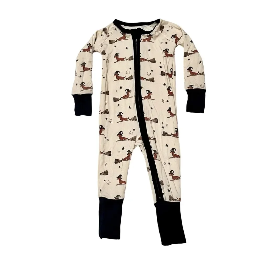 Sunshine Luckies Happy Halloweenie Zippy Bamboo PJs Size 3-6m